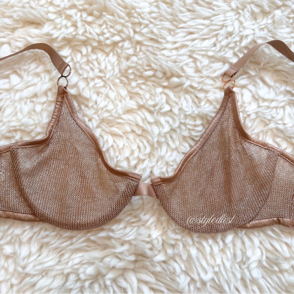 Victoria’s Secret Mesh Bra Rose Gold 32D NWOT